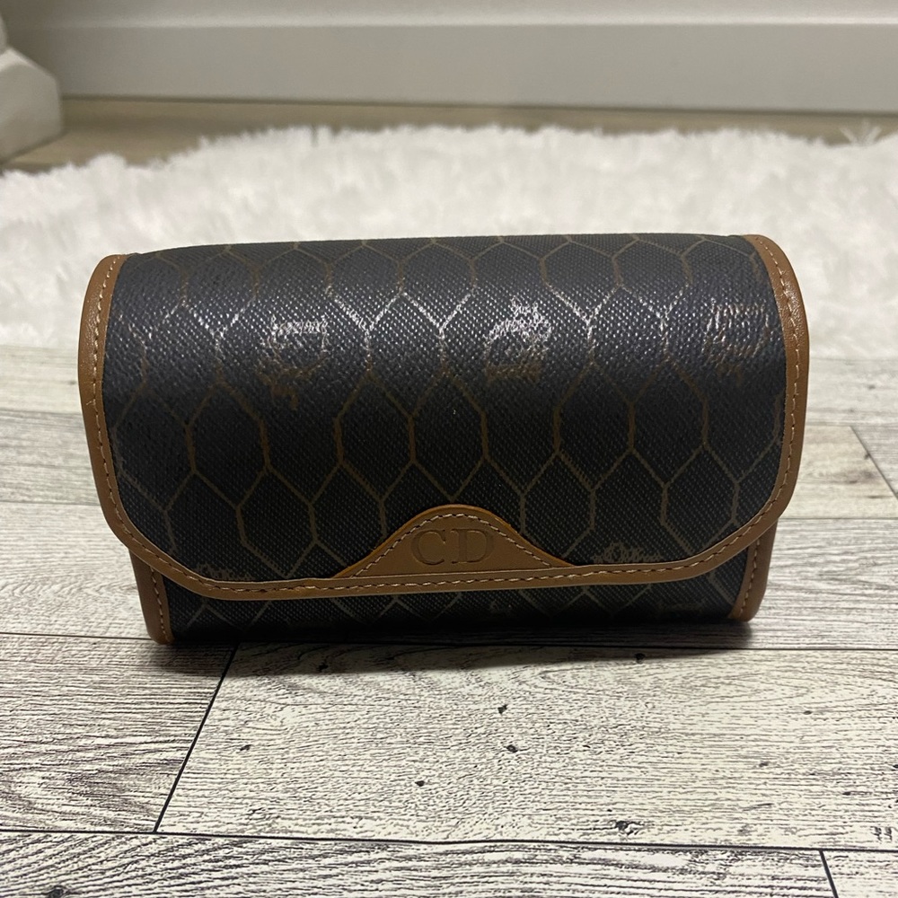 Vintage Authentic Christian Dior Honeycomb Pattern Accessory Cosmetics Case